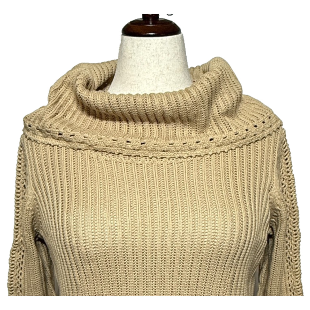 Vintage Talbots Sweater Womens 1X Petites Tan Cowl Neck Pullover‎ Career Modest